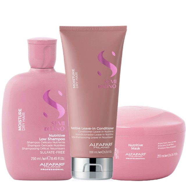 Подхранващи шампоан, маска и балсам ALFAPARF SEMI DI LINO MOISTURE