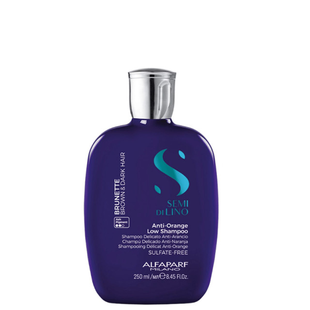 Шампоан за неутрализиране на топли нюанси на кестенява коса Alfaparf Semi di Lino Brunette Anti-Orange Low Shampoo 250ml