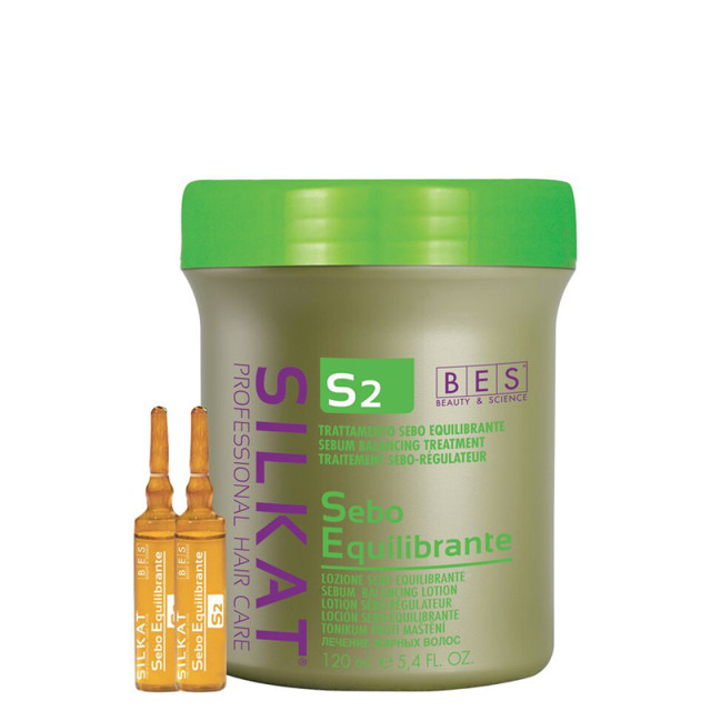 Себобалансиращи ампули за мазен скалп BES Silkat Sebo-Regulator Active S2 12х10ml