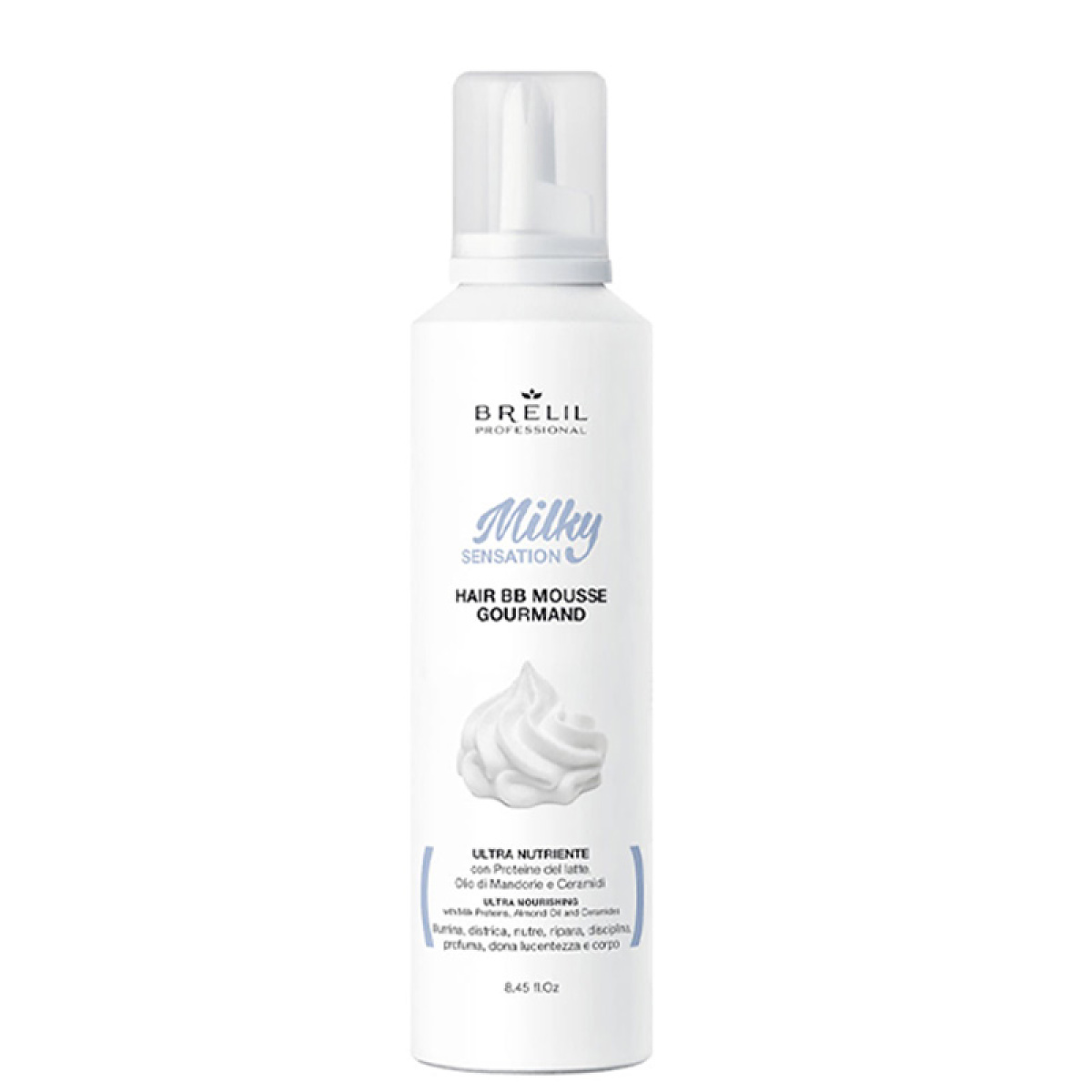 Подхранваща сметана с млечни протеини за блестяща и здрава коса Brelil Milky Sensation BB Mousse Gourmand 250ml