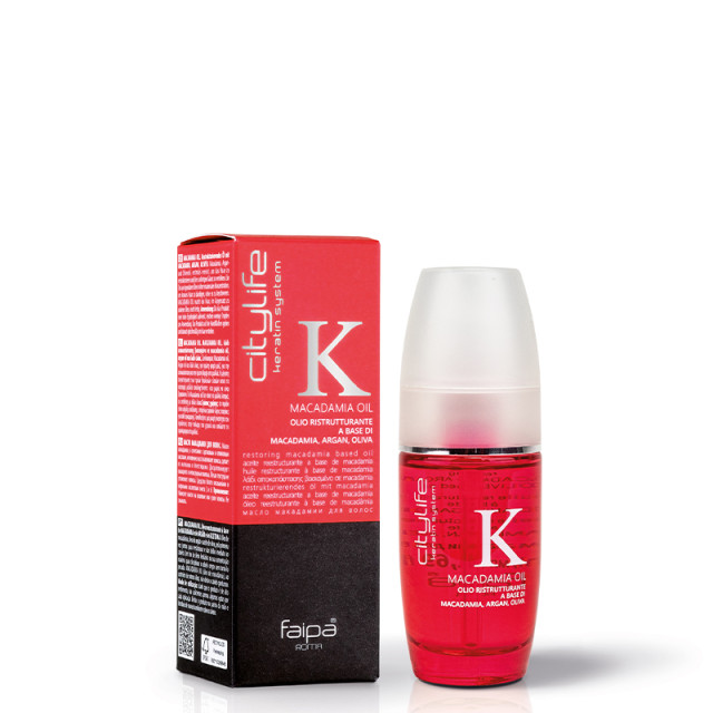 Възстановяващо олио с масло от макадамия, арган и маслини Faipa Citylife Keratin Ristrutturante Macadamia Oil 50ml