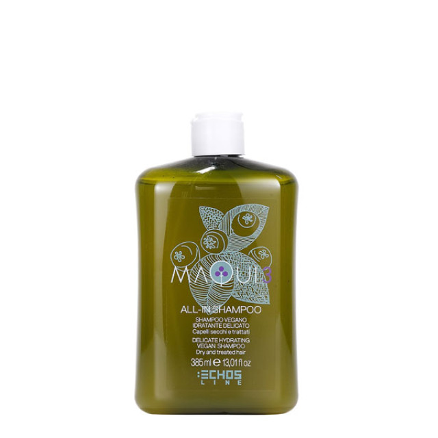 Хидратиращ веган шампоан за суха и третирана коса ECHOSLINE MAQUI 3 All-In Shampoo Delicate Hydrating Vegan 385ml