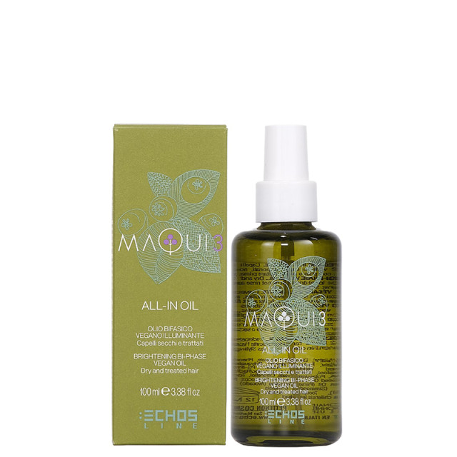 Хидратиращо веган олио за блясък на суха и третирана коса ECHOSLINE MAQUI 3 All-In Oil Brightening Bi-Phase Vegan Oil 100ml