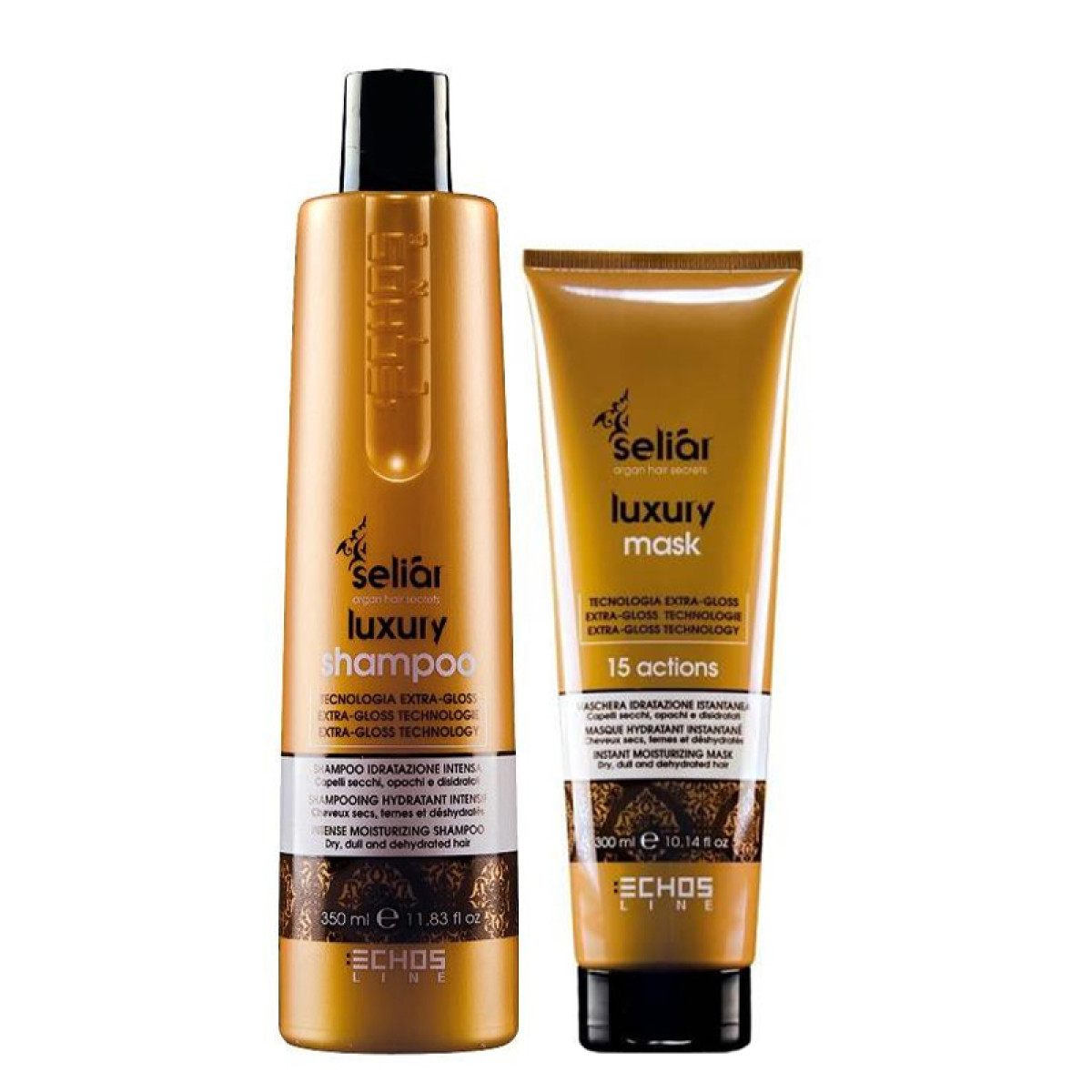Хидратиращ комплект шампоан и маска за суха коса ECHOSLINE Seliar Luxury 350/300ml