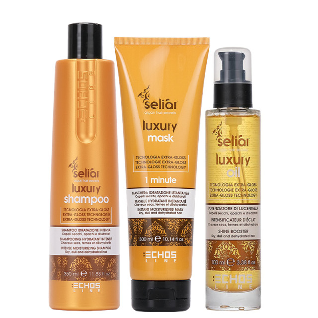 Хидратиращ комплект шампоан, маска и олио за суха коса ECHOSLINE Seliar Luxury