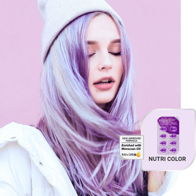 Витаминна терапия с арганово масло за боядисана коса Ellips Nutri Color – 8 бр. х 1мл.