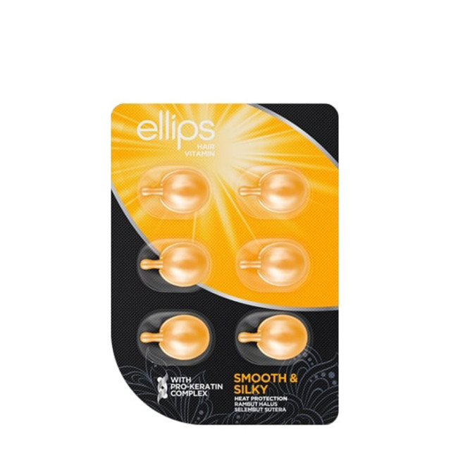 Витаминна терапия с кератин за гладка и мека коса Ellips Hair Repair Smooth and Silky – 6 бр. х 1мл.