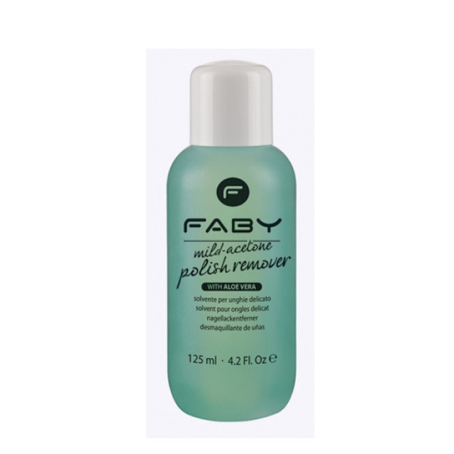 Лакочистител, обогатен с алое вера FABY Mild acetone remover with Aloe Vera 125ml