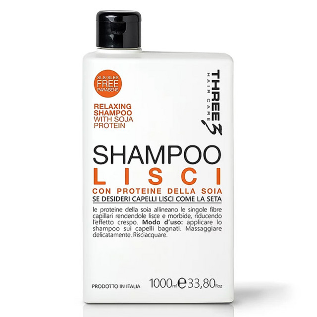 Релаксиращ и изглаждащ шампоан за права и гладка коса със соев протеин Faipa Three3 Relaxing Shampoo 1000ml