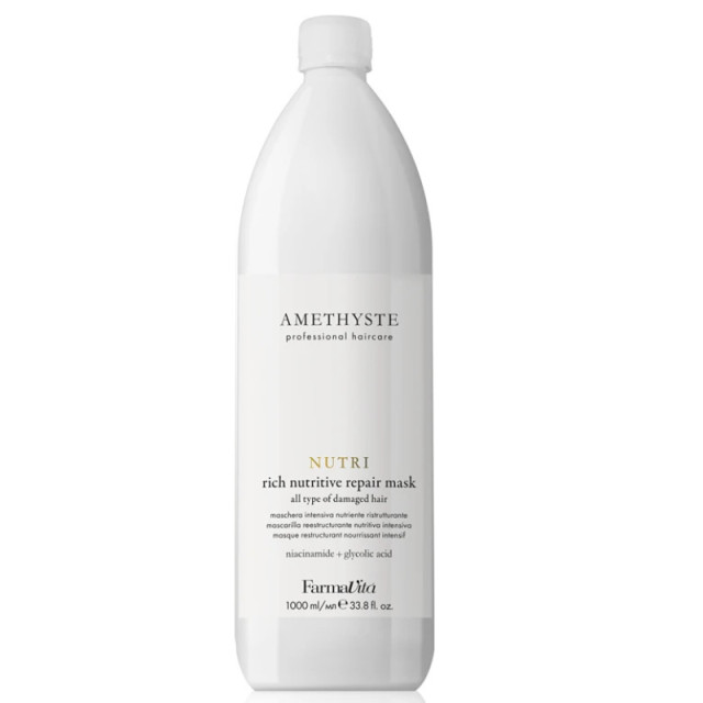 Възстановяваща маска за увредена и изтощена коса Farmavita Amethyste Nutri Rich Nutritive Repair Mask 1000ml Възстановяваща маска за увредена и изтощена коса Farmavita Amethyste Nutri Rich Nutritive Repair Mask 1000ml