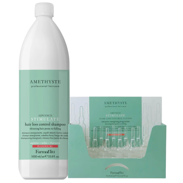 Енергизиращ комплект против косопад Farmavita Amethyste Scalp Advance Stimulate 1000ml/ 12x8ml