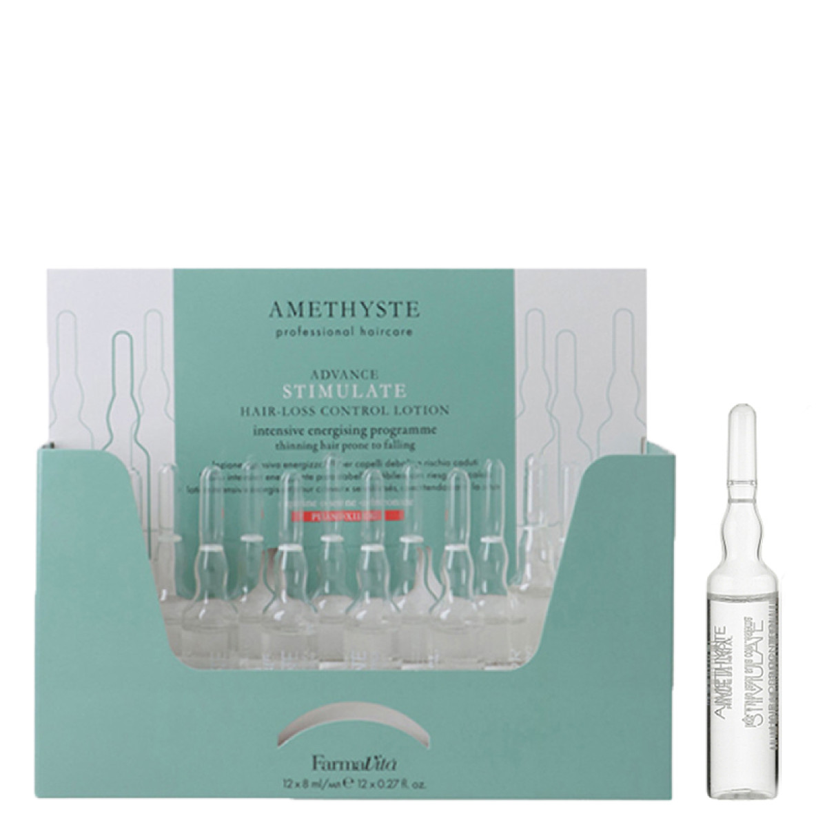 Интензивна енергизираща ампула против косопад Farmavita Amethyste Scalp Advance Stimulate Hair Loss Control Lotion  8ml - 1бр.