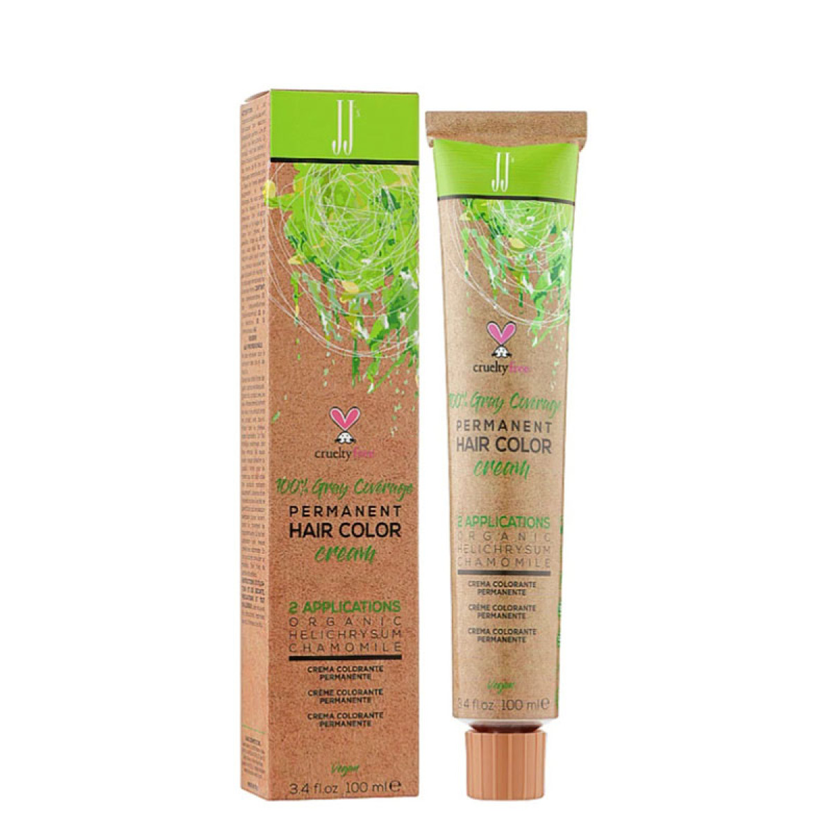 Веган боя с ниско съдържание на амоняк JJ's Permanent Hair Color Cream 100ml