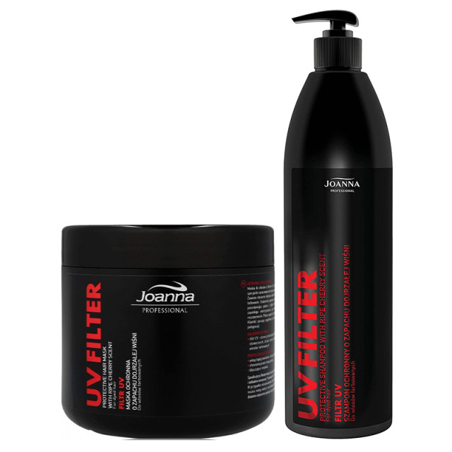 Подхранващ комплект шампоан и маска за защита цвета на боядисана коса Joanna Professional UV Filter 1000/500ml