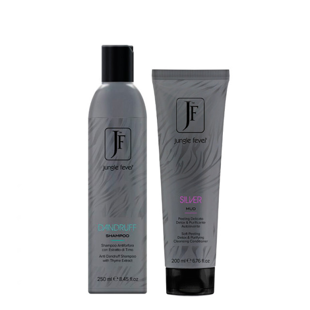 Комплект против пърхот Jungle Fever Anti Dandruff и балсам с пилинг ефект Silver Mud 250/200ml