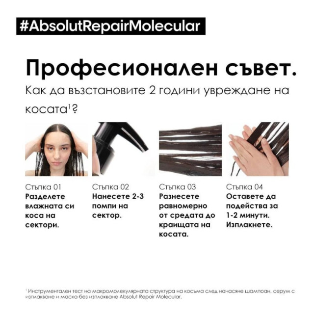 Серум с изплакване за увредена коса Loreal Professionnel Absolut Repair Molecular Rinse-off Serum 250ml