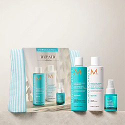 Комплект за възстановяване на слаба и увредена коса Moroccanoil Moisture Repair 2x250ml/50ml + подарък несесер