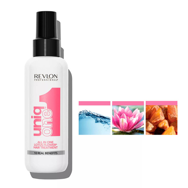 Мултифункционален подхранващ спрей 10 в 1 с аромат на лотус  REVLON PROFESSIONAL Uniq ONE Hair Treatment Lotus Flower 150ml