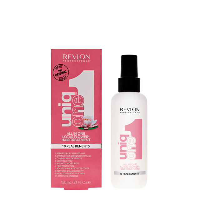 Мултифункционален подхранващ спрей 10 в 1 с аромат на лотус  REVLON PROFESSIONAL Uniq ONE Hair Treatment Lotus Flower 150ml