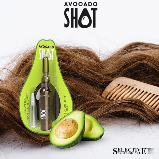 Хидратиращ защитен серум с авокадо, омега 3 и витамини Selective Professional  Avocado Shot Hair Superfood Serum 10ml