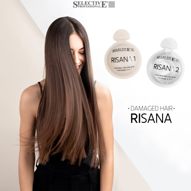 Реконструираща двукомпонентна маска за увредена коса Selective Risana Mask - 1 доза (15+15ml) 