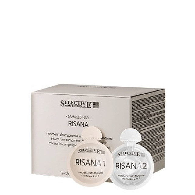 Реконструираща двукомпонентна маска за увредена коса Selective Risana Mask 12+12 x 15ml