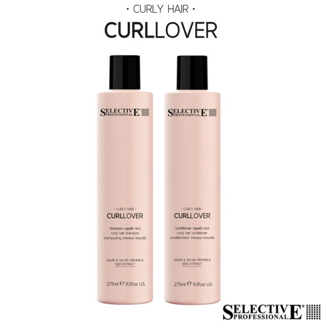 Подхранващ комплект шампоан и балсам за къдрава коса Selective CURLLOVER 2х275 мл