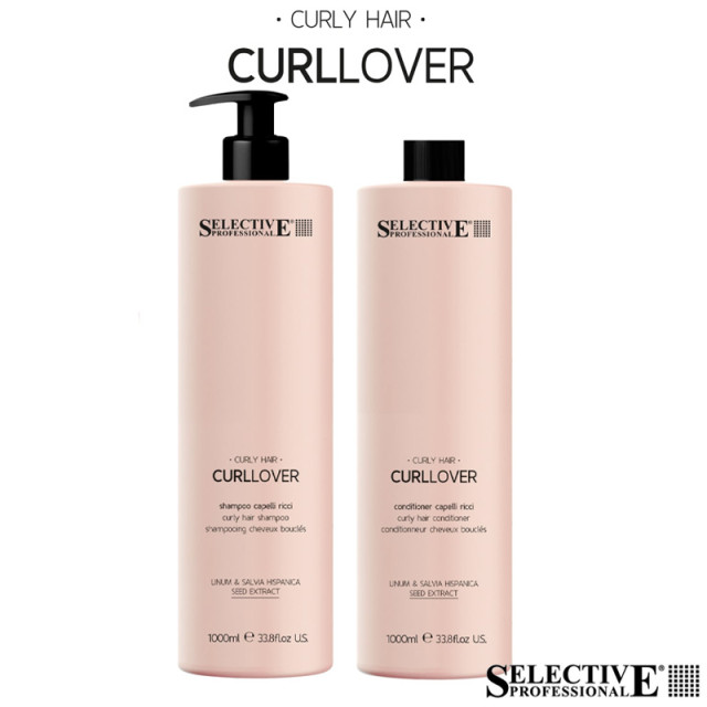 Подхранващ комплект шампоан и балсам за къдрава коса Selective CURLLOVER 2х1000 мл