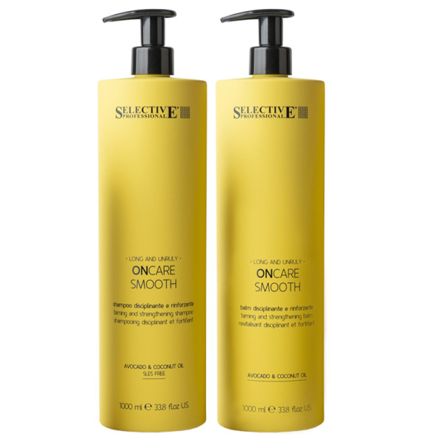 Заглаждащ шампоан и балсам за суха и непокорна коса Selective On Care Smooth 2х1000ml