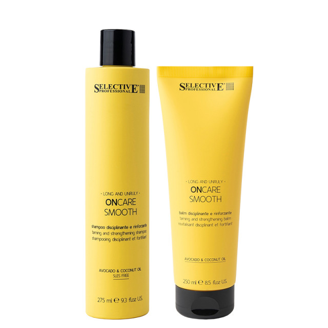 Заглаждащ шампоан и балсам за суха и непокорна коса Selective On Care Smooth 275/250ml 