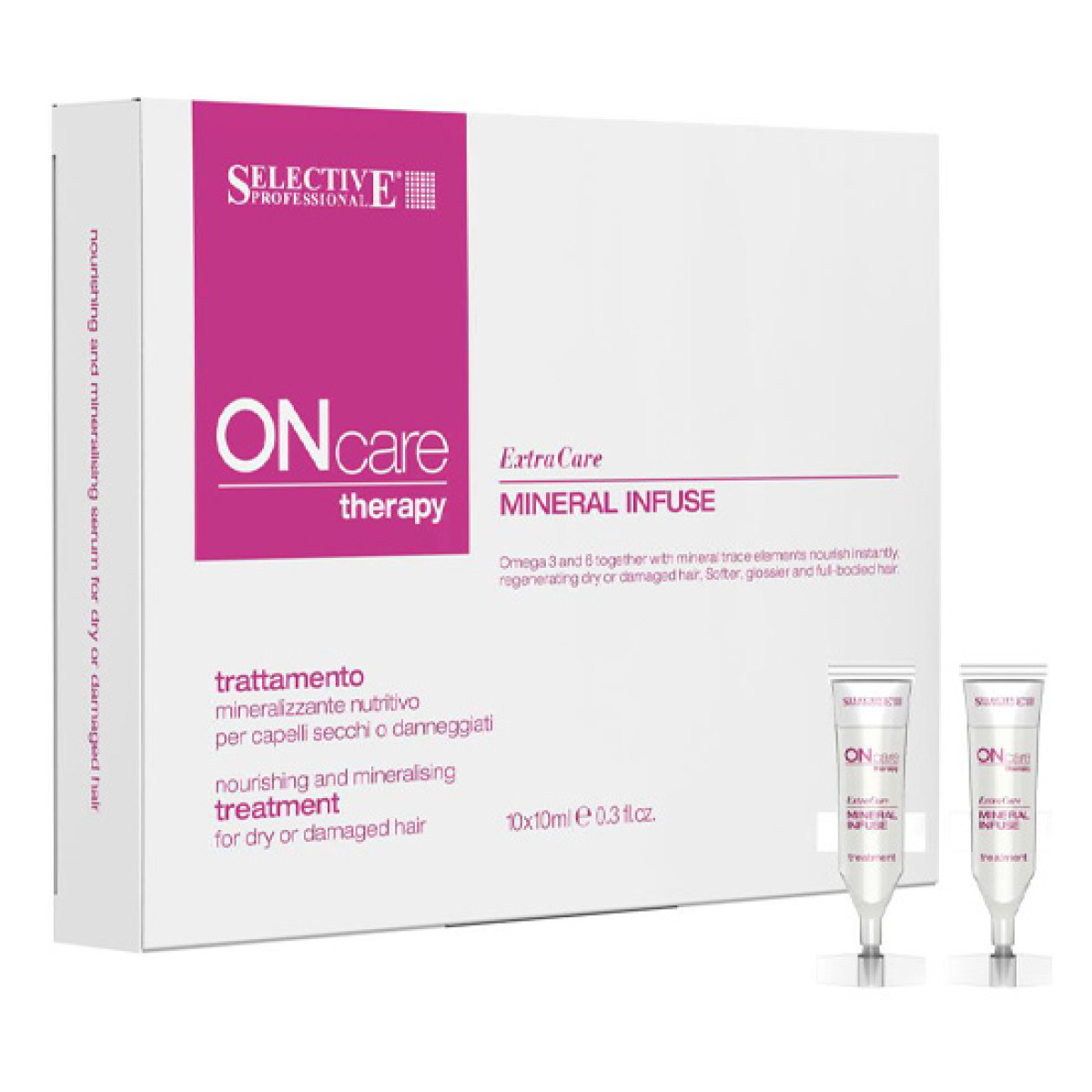 Подхранващ серум за минерализация за суха или увредена коса Selective Professional  ONcare Therapy ExtraCare Mineral Infuse Treatment 10x10ml