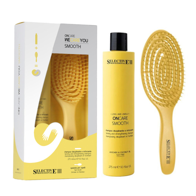 Заглаждащ шампоан за суха и непокорна коса Selective On Care Smooth Shampoo 275ml + ПОДАРЪК ЧЕТКА