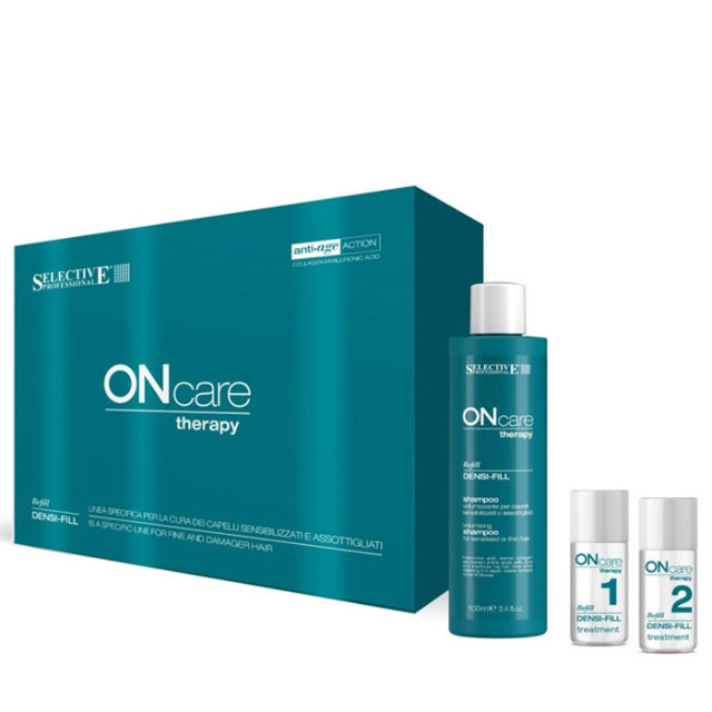 Уплътняващ комплект шампоан и ампули за обем Selective Professional  ONcare Therapy Refill Densi-Fill 