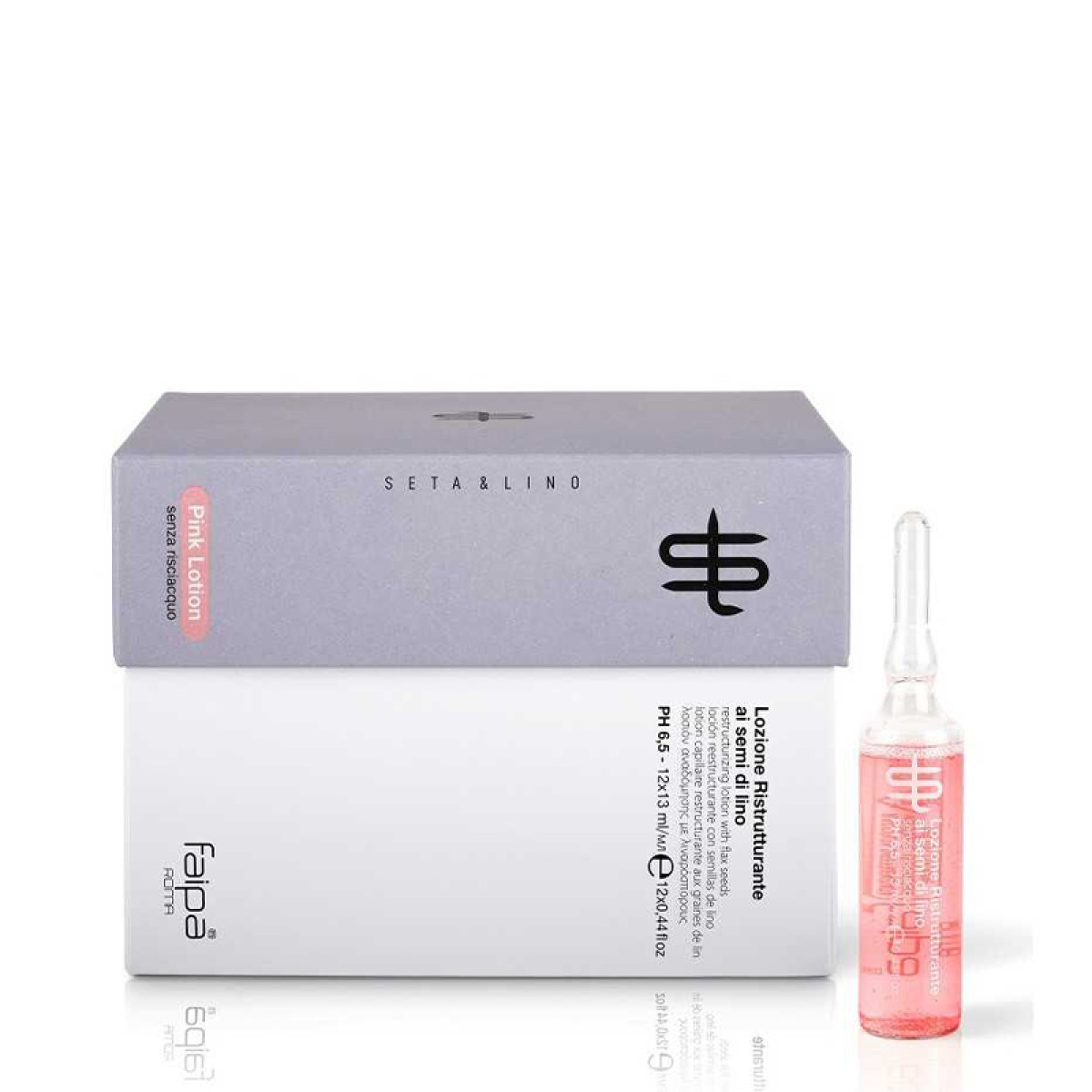 Ампули с ленено семе за увредена и третирана коса Faipa Seta & Lino Pink Lotion Restructurizing 12x13ml