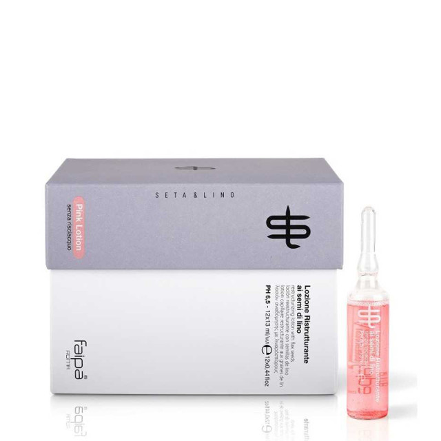 Ампули с ленено семе за увредена и третирана коса Faipa Seta & Lino Pink Lotion Restructurizing 12x13ml