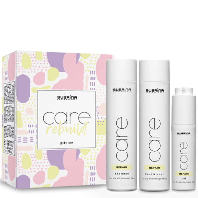 Възстановяващ комплект шампоан, балсам и олио за суха и увредена коса Subrina Professional Care Repair