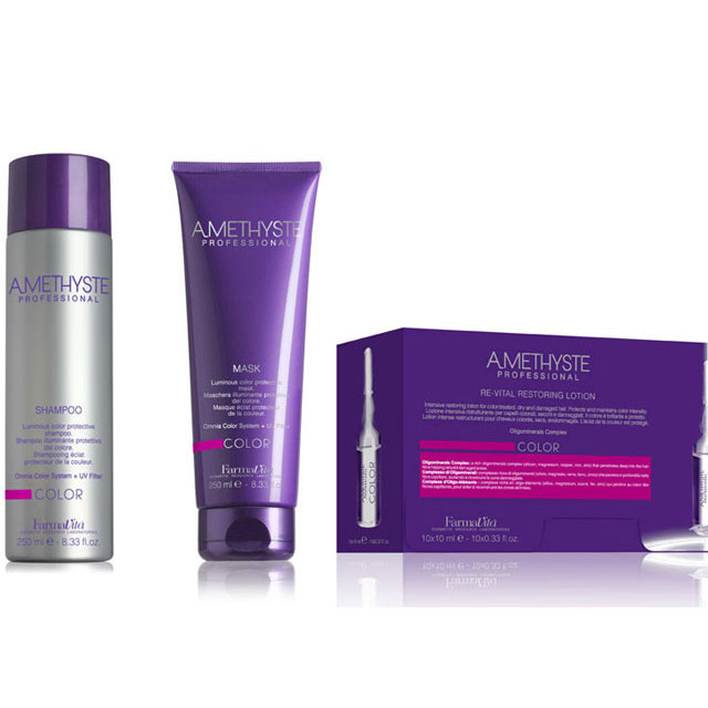 Комплект ампули, маска и шампоан за  боядисана коса FarmaVita Amethyste Color 2x250/10x10ml